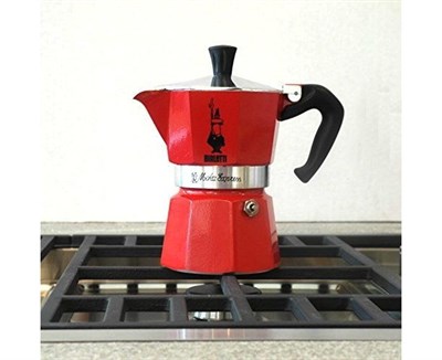 гейзерная кофеварка bialetti moka express rossa, 4942, на 3 чашки - фото 24797