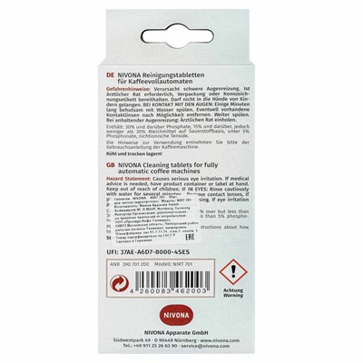 nivona nirt 701 таблетки для чистки гидросистемы, 10 шт. - фото 25210