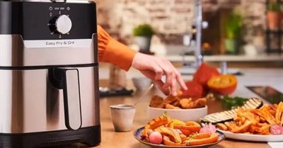 аэрогриль tefal ey505d fry & grill precision, черный - фото 26060