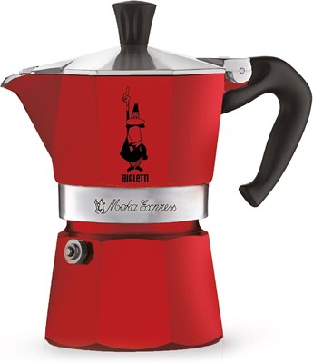 кофеварка bialetti 4941 moka express espresso, 1 чашка, красная - фото 26980