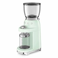 Кофемолка Smeg CGF11PGEU, пастельный зеленый, 150 Вт, 30 степеней помола, Евровилка, многофункциональная, с коническими жерновами